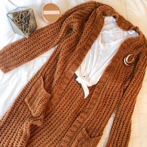 Deep Tan Knit Cardigan